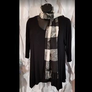 Black & White Plaid-Paisley Wool Scarf